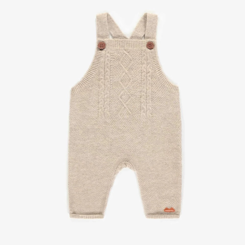 Souris Mini Baby Knitted Overalls - Cream By SOURIS MINI Canada -