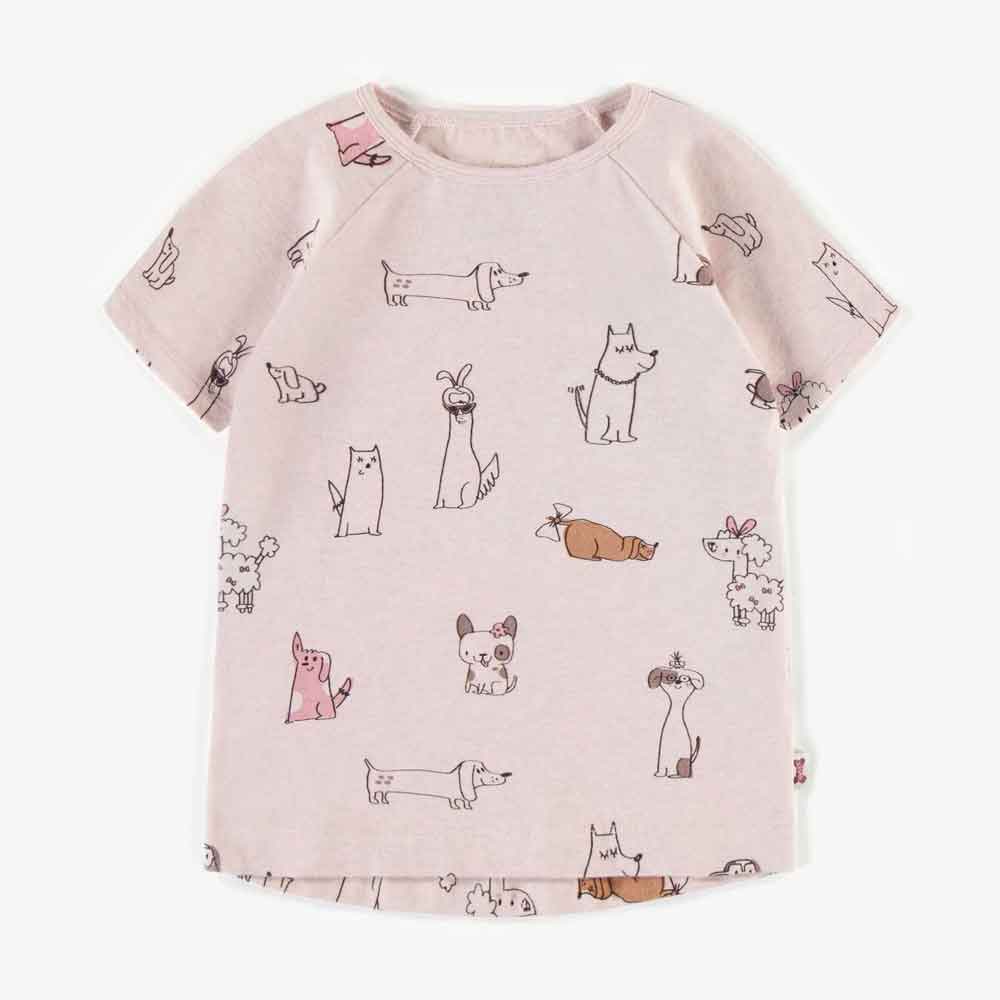 Souris Mini Girls Dogs Pattern T-Shirt - Light Pink By SOURIS MINI Canada -