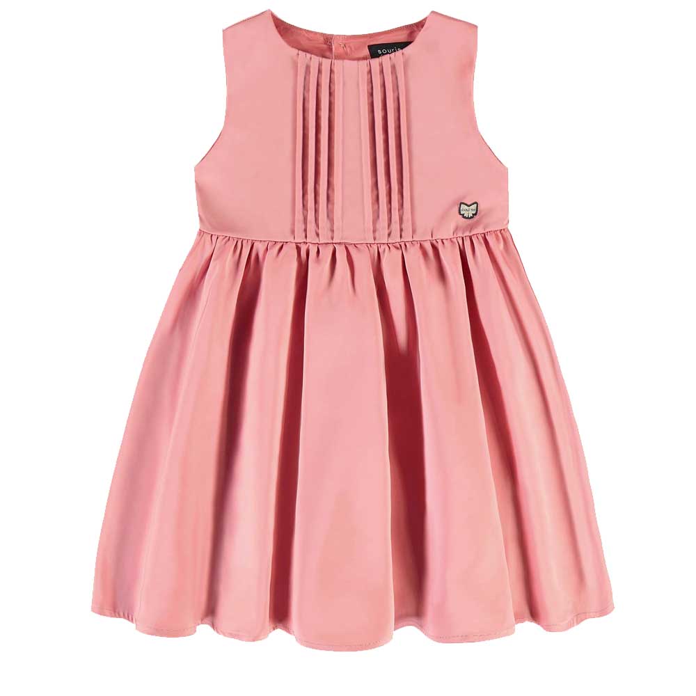 Souris Mini Girls Taffeta Dress - Coral Pink By SOURIS MINI Canada -